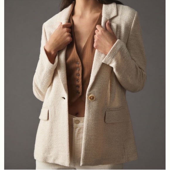 Sanctuary Jackets & Blazers - Sanctuary x Anthropologie Cream Textured Knit Blazer XS-S Quiet Luxury